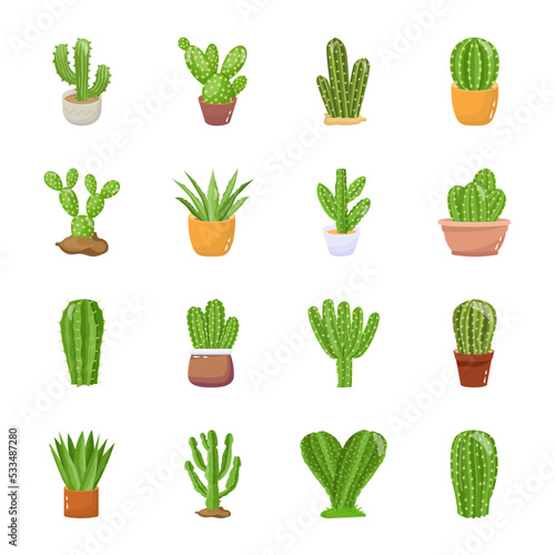 Cactus plant flat illustration, editable design 
