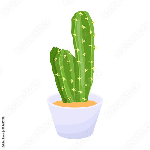 Cactus plant flat illustration, editable design 