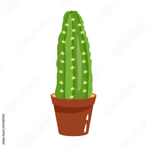 Cactus plant flat illustration, editable design 