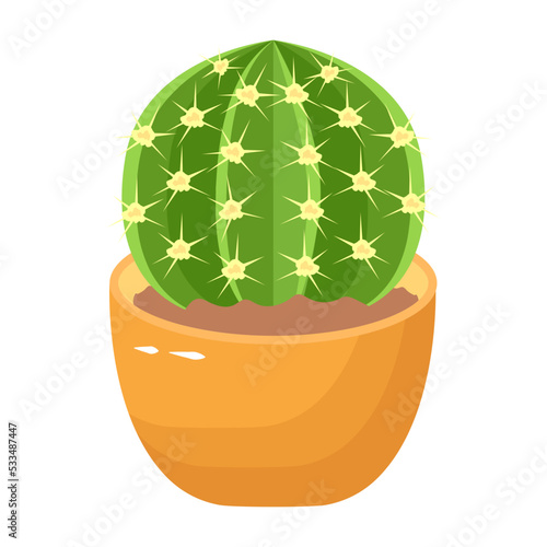 Cactus plant flat illustration, editable design 