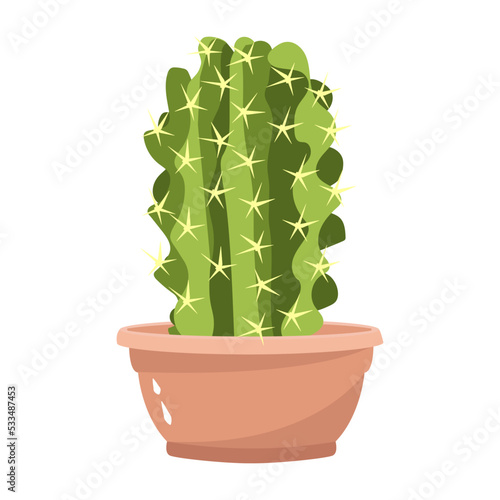 Cactus plant flat illustration, editable design 