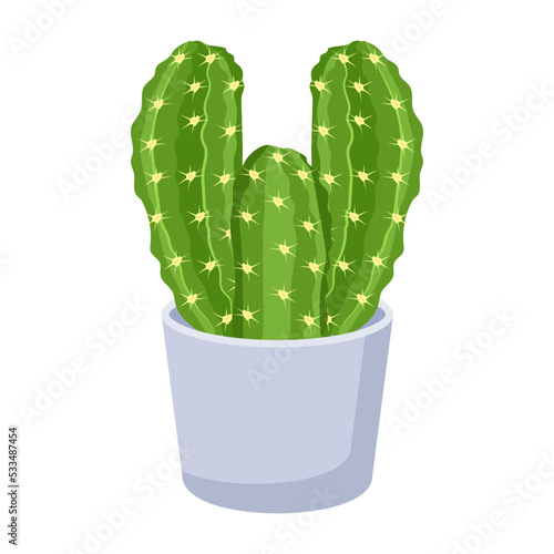 Cactus plant flat illustration, editable design 