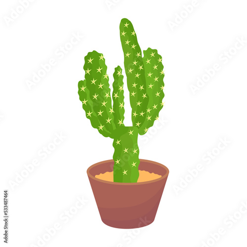 Cactus plant flat illustration, editable design 
