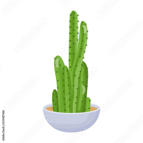 Cactus plant flat illustration, editable design 