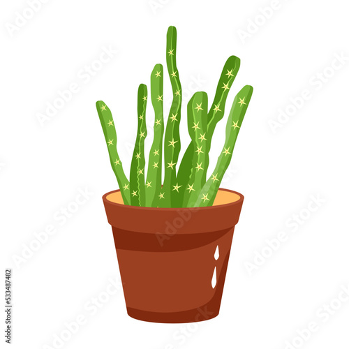 Cactus plant flat illustration, editable design 