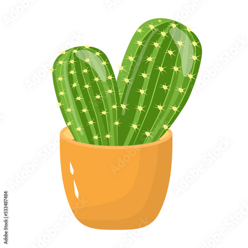 Cactus plant flat illustration, editable design 