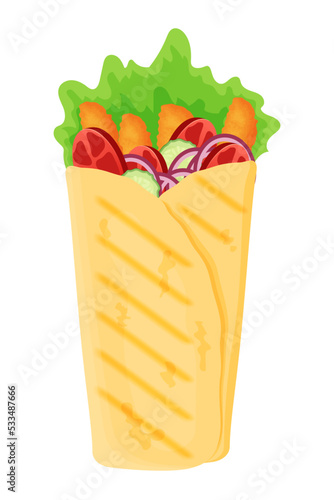 Shawarma.Shaverma, doner kebab.Vector illustration on a white background.