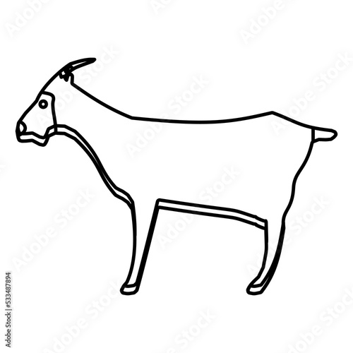 Icon goat animal vector illustration line and sheep outline design with horn. Nature symbol farm mammal and domestic pet sign agriculture graphic silhouette. Zoo pictogram thin and wildlife livestock