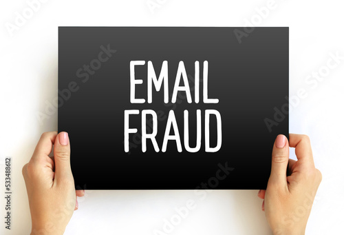Email Fraud text quote on card, concept background