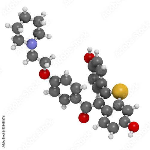 Raloxifene osteoporosis drug, chemical structure.