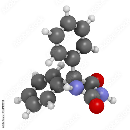 Phenytoin epilepsy drug  chemical structure.