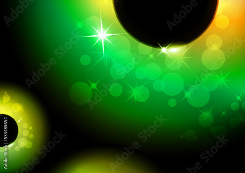 Colored glowing magic rings, glare, sparks. Abstract background for an invitation. Vector