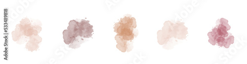 Set of nude cosmetic watercolor brush strokes isolated on white. Make up colors. Vector