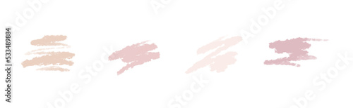 Set of nude cosmetic watercolor brush strokes isolated on white. Make up colors.