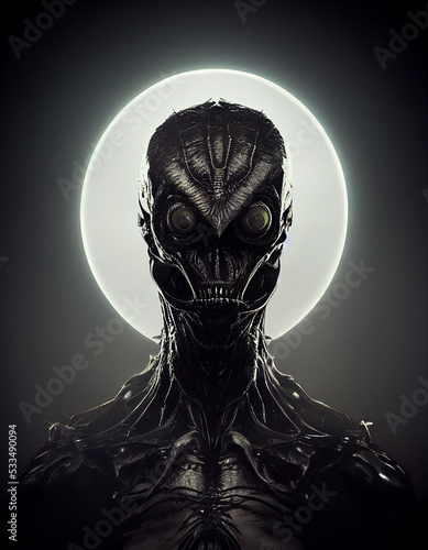 Fotografija Spooky Ancient Reptilian Alien 3D Art Conceptual Illustration
