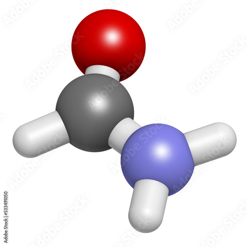 Formamide (methanamide) solvent molecule.