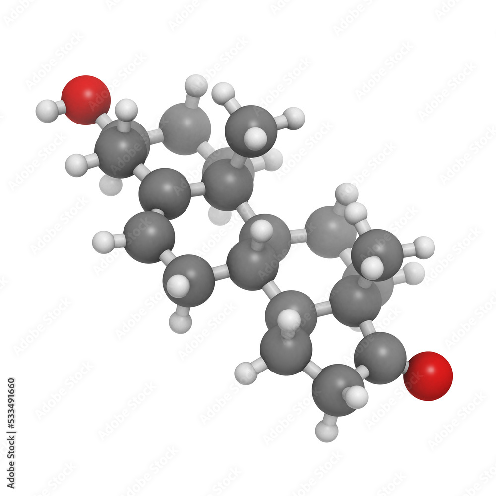 Dehydroepiandrosterone (DHEA, prasterone) steroid molecule, chemical structure. Dehydroepiandrosterone (DHEA, prasterone) steroid molecule, chemical structure.
