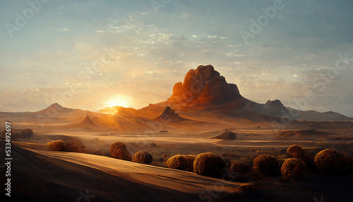 Beautiful desert sunrise view near Tabuk,Saudi Arabia photo