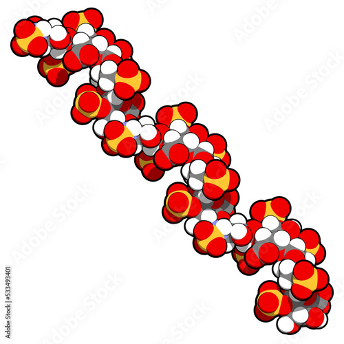 Heparin anticoagulant drug, chemical structure. photo