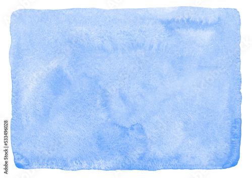 Obraz na plátne Light blue watercolor rectangle background with artistic uneven edge and rounded corners