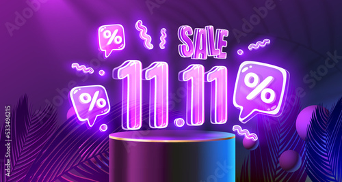 Special offer, shopping day 11.11, marketing poster. Vector