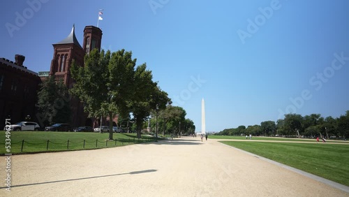 Washington Monument and the Smithsonian Institution Castle on the National Mall in Washington, DC. photo