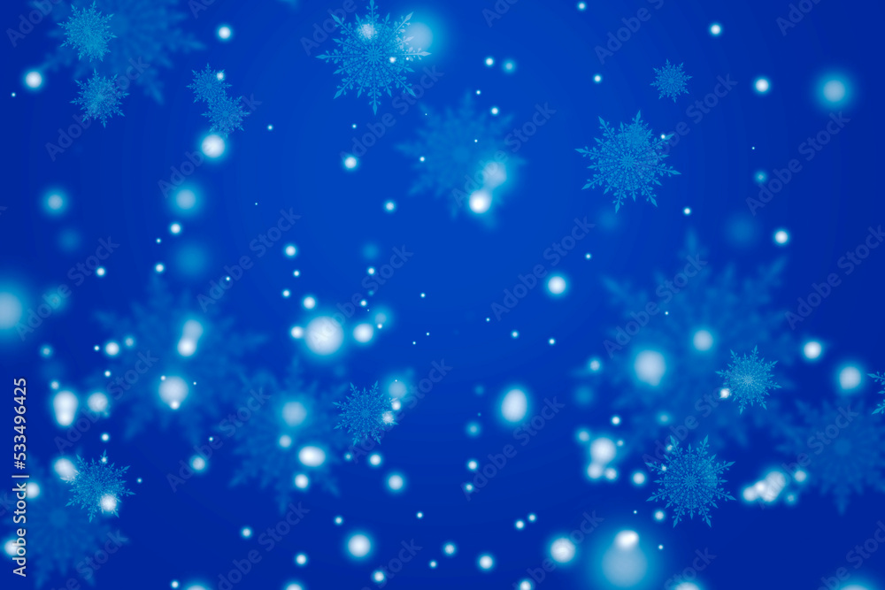Obraz premium Winter snowfall on light blue background. Cold winter Christmas and New Year background.