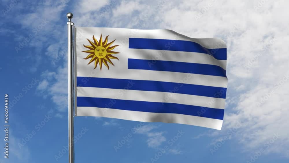 Flag of Uruguay with Sky Background Flag of Uruguay with Sky Background