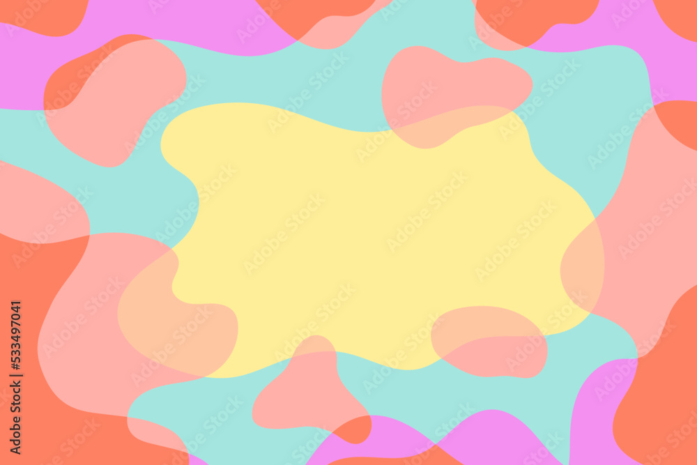 Vector abstract background with copy space. Trendy design. Wavy shapes colored in overlap style. Vector abstract background with copy space. Trendy design. Wavy shapes colored in overlap style.