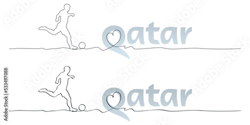 FOOTBALL QATAR AVEC LIGNE CONTINUE. Ligne de base 1,8pt modifiable