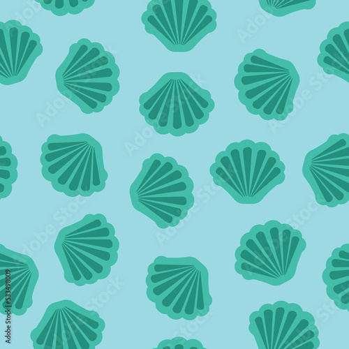 marine vector seashells seamless pattern