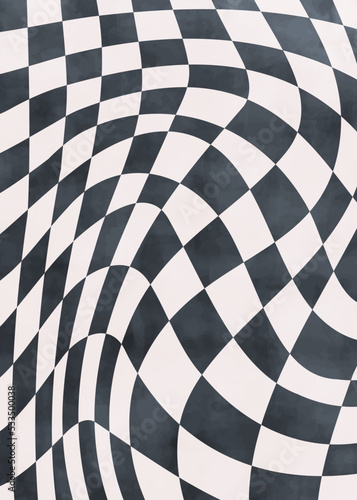 70s style background, twisted checkerboard, , wavy patterns, hippie vector texture in psychedelic style. 