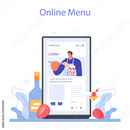 Bartender online service or platform. Barman preparing alcoholic