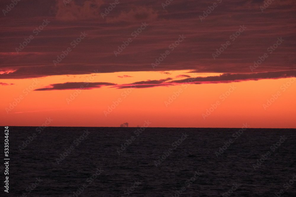 Red fire blood sunset sky cloudscape seascape