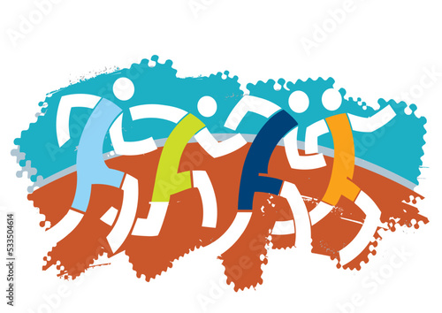 Running race. 
Colorful abstract stylized illustration of race runners.Isolated on white background. Vector available.