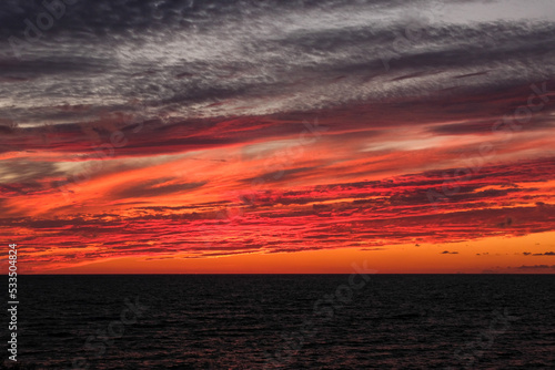 Red fire blood sunset sky cloudscape seascape