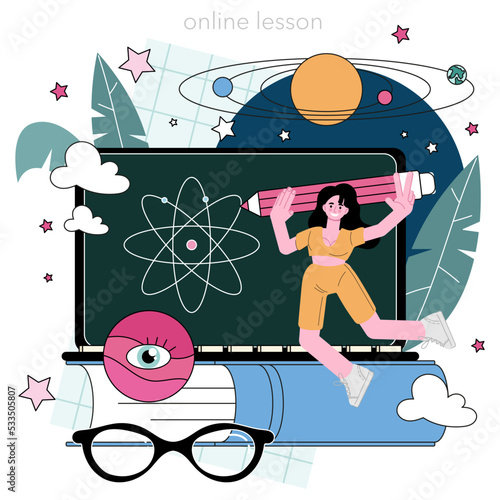 Astrophysicist online service or platform. Scientist studying