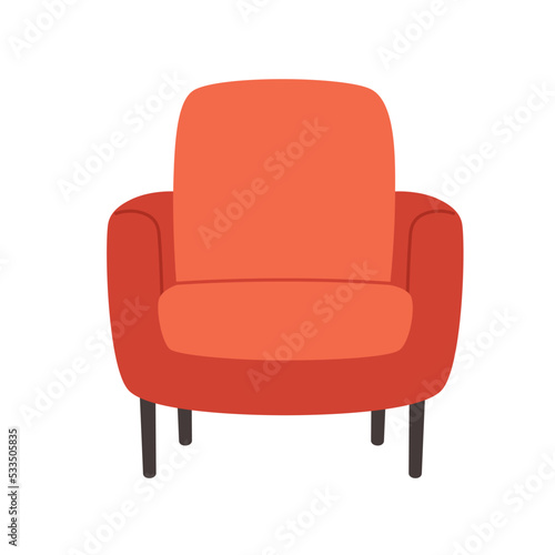 Cozy modern comfortable armchair in hygge style. Furniture for living room. Hand drawn vector illustration
