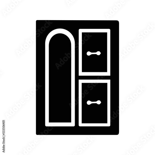 Cabinet cupboard depository icon | Black Vector illustration |