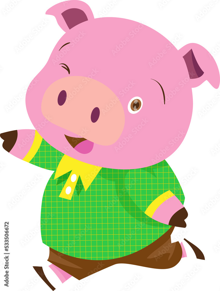 Cute pig boy cartoon mascot various actions