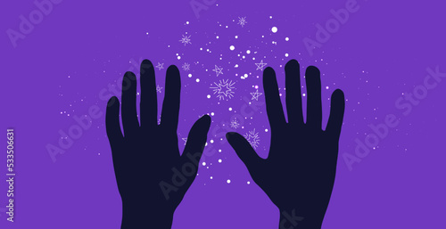 Astrology human arms with stars in boho style. vector esoteric elements