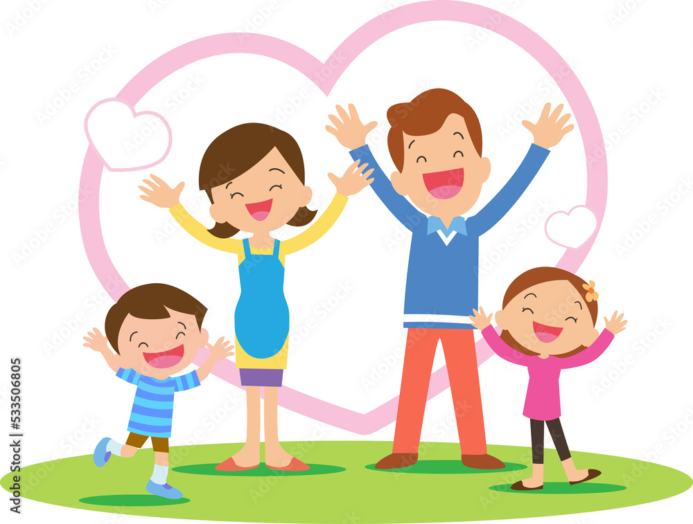 happy family posing together smiling happy with Heart happy family posing together smiling happy with Heart