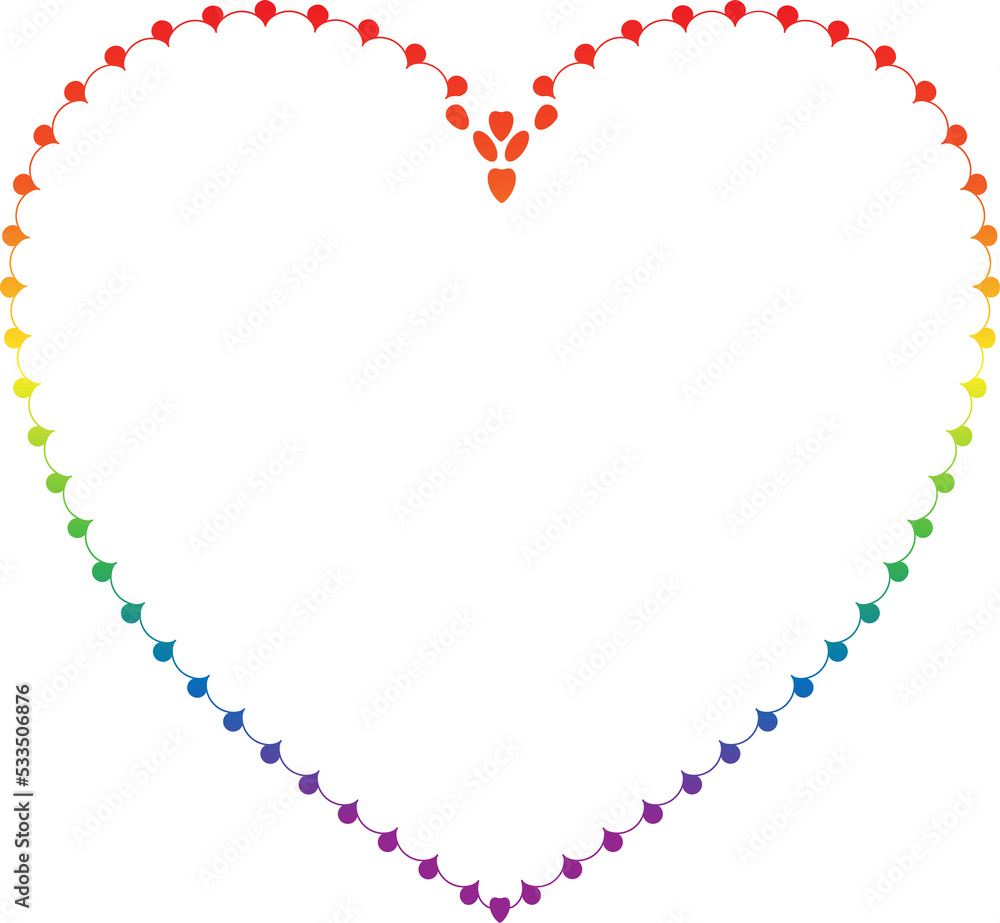 Rainbow colored, heart shaped dotted frame. Lgbt pride design. Rainbow colored, heart shaped dotted frame. Lgbt pride design.