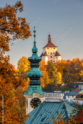 The New Castle in Banska Stiavnica at an autumn season, Slovakia, Europe.