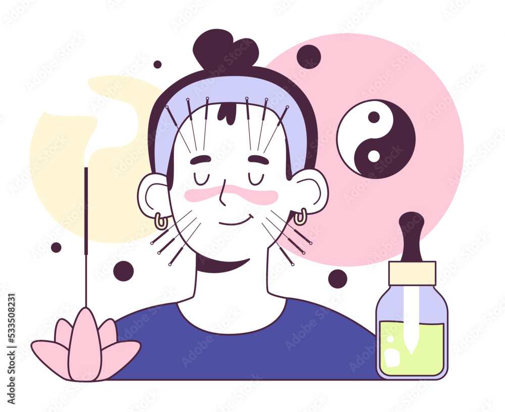 Obraz premium Acupuncture concept. Needle therapy, asian alternative medicine.