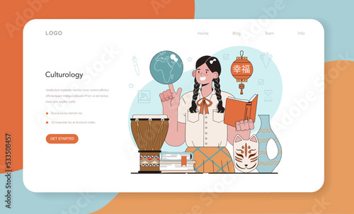 History of art school education web banner or landing page