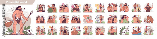 Human evolution set. Process of historical and evolutionary formation