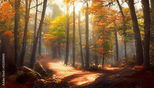 forest morning trail colors peaceful  © Zakaria