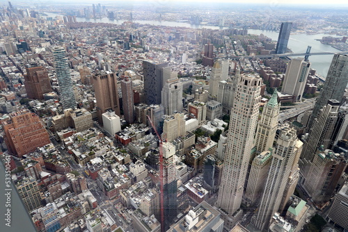 New York USA September 4, 2022. New York from 102 floors of the World Trade Center.