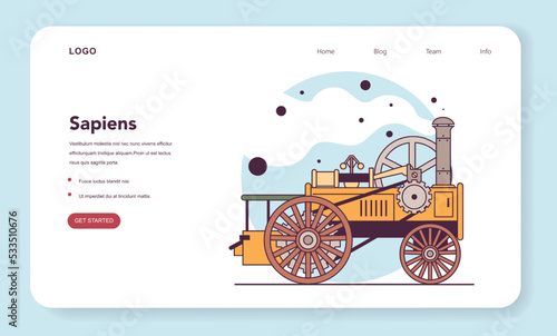 Industrial Revolution history web banner or landing page, transition